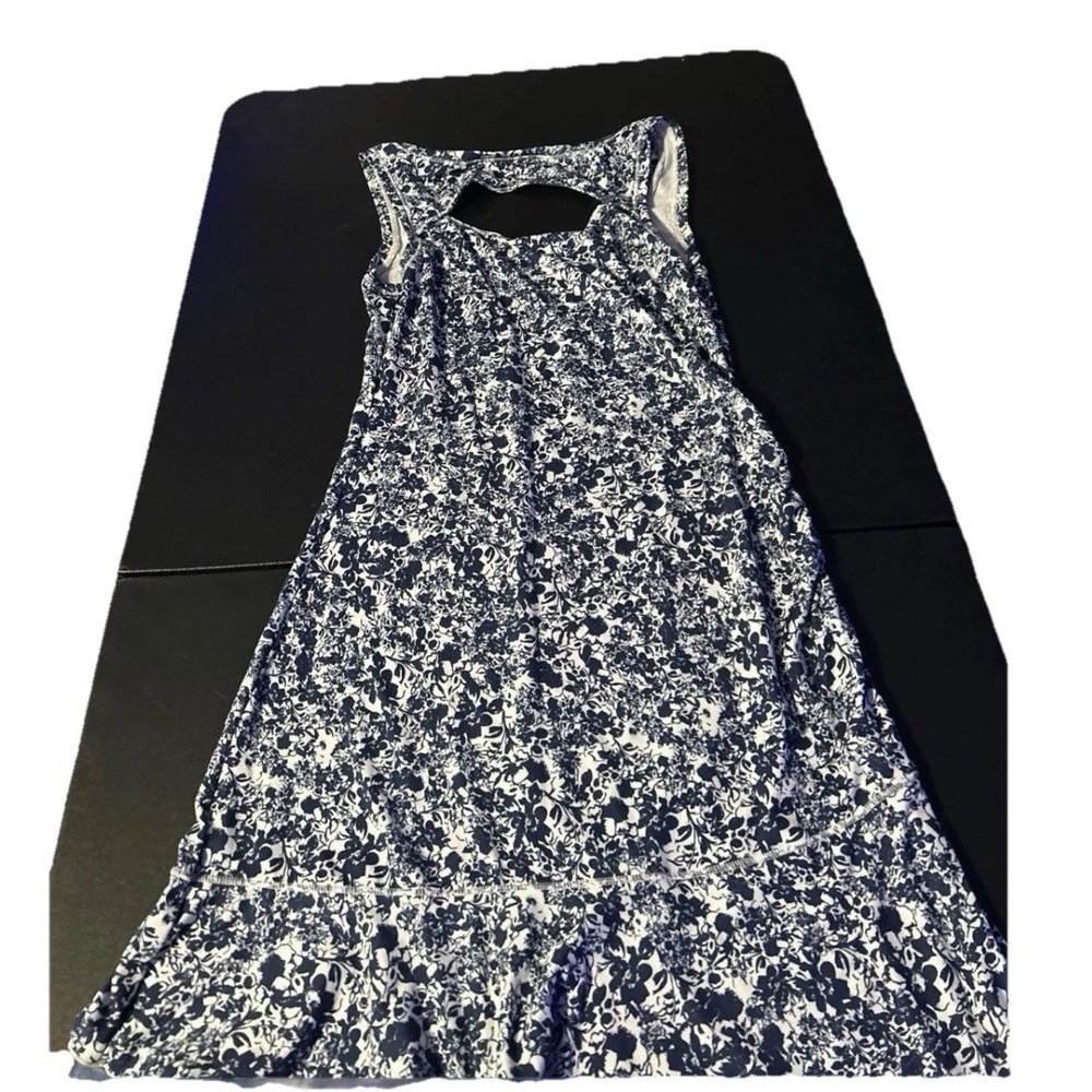 Women's Blue Floral Sleeveless Summer Dress XS Lightweight Casual Boho Beach